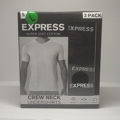 Express Super Soft Cotton Men’s Crew Neck Undershirts 3-Pack White L
