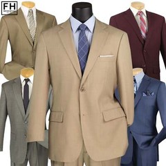 VINCI Men’s Textured Weave 2-Button Classic Fit Suit – 36S-56L, 5 Colors – NEW