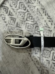 Diesel Belt Black & Silver Oval D Logo Buckle Unisex Streetwear Y2K New Narrow