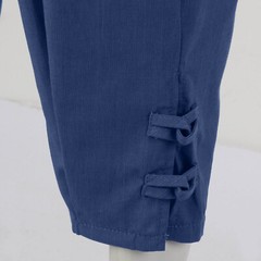 Men’s Summer Cotton Linen Drawstring 3/4 Length Pants Casual Baggy Capri Shorts