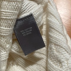Marled Cotton Women’s L Ivory Cable Knit V Neck Tunic Sweater Long Relaxed Warm