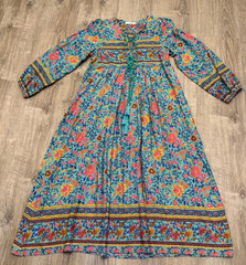 R.Vivimos Boho Floral Print Tassel Tie Front Midi Dress MEDIUM Boho Hippie✨