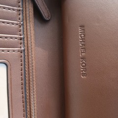 Michael Kors Travel Large Flat MF Phone Case Wristlet Women Wallet Brown