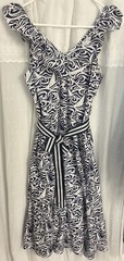 Vineyard Vines Target Blue White Sailboat Midi Dress M Cotton Belted Nautical