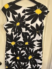 Women’s Size 12 White W/Black Yellow Floral Sheath Dress Sleeveless Ronni Nicole