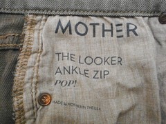 MOTHER Jeans THE LOOKER ANKLE ZIP “Pop” Khaki Green Size 27