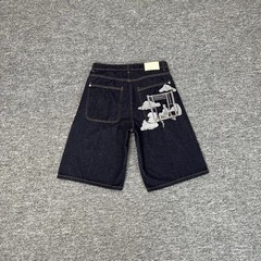 Derschutze Cloud embroidered casual denim shorts