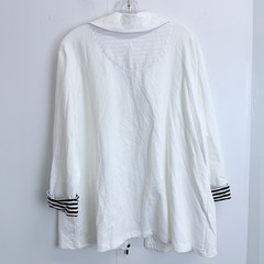 Karen Scott Sport White Zip Front Knit Jacket Nautical Striped Trim XXL NWT