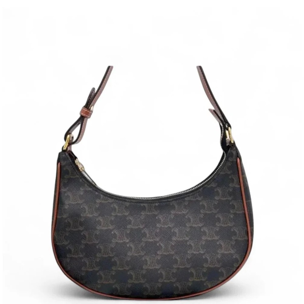 Celine Medium Ava Shoulder Bag Dark Brown Tan Triomphe Calfskin (zz062826p4r)