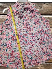 Liz Claiborne Women’s L Confetti Print Sleeveless Tie-Neck Blouse Top