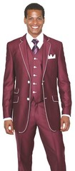 Men’s Slim suits Jack and Vest Flat front Pants 2 button and Center Vent 5702V 1