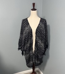 Free People Women’s Black/White Fringe Cardigan Sz XS
