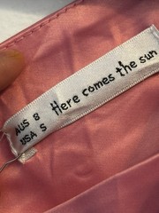 Here Comes the Sun One Shoulder Satin Maxi Dress White/Pink Bow US 4
