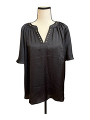 Vince Camuto | Black Stud-Trim V-Neck Tunic Size Large