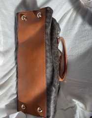 Michael Kors Brown/Gray Monogram Satchel Top Handle Chain Strap Key Detachable