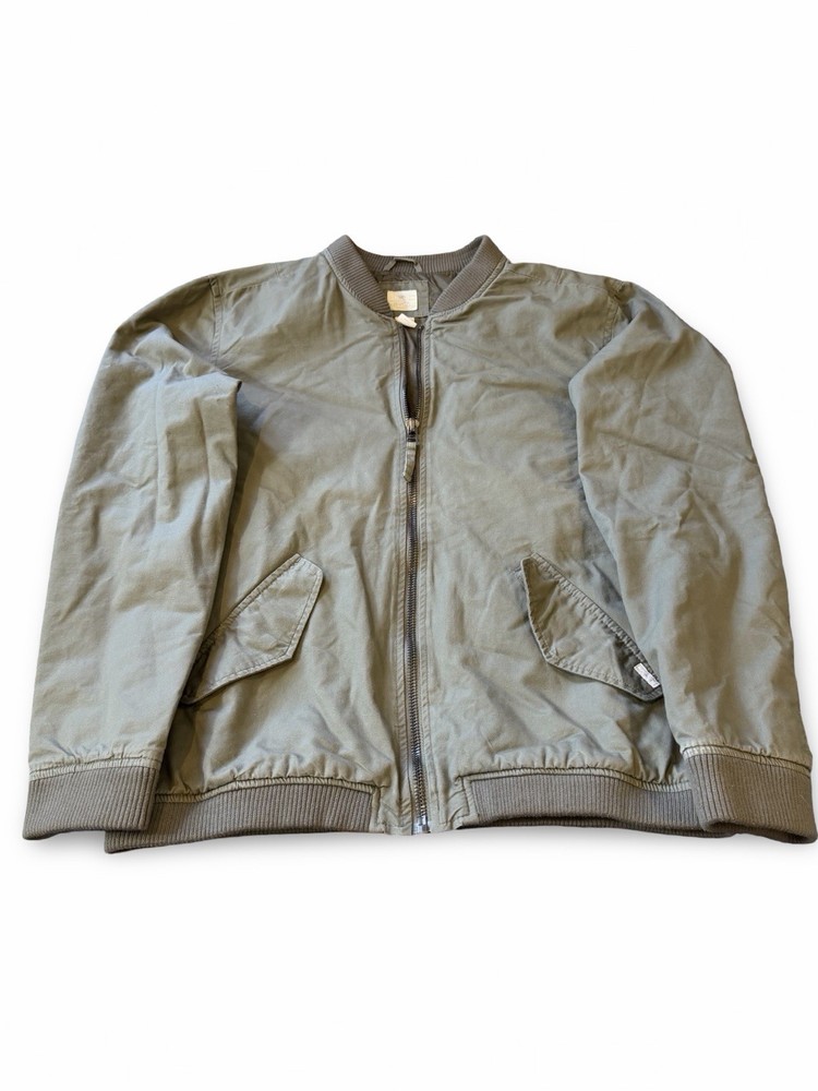 RVCA Men’s Green Bomber Jacket Full Zip Lined Band Collar Size L ML701ACB