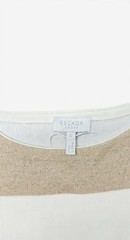 Escada Women’s Striped Knit Sweater Beige White Long Sleeve Casual Pullover Top