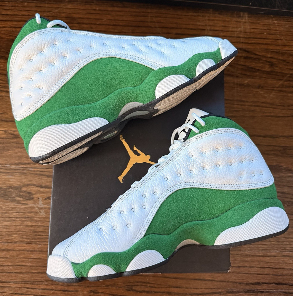 Jordan Air Jordan 13 Retro (GS) White/Green Leather Basketball Sneaker 5Y
