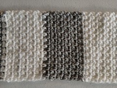 Handmade Gray And White Moss Stitch Scarf
