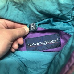 Vintage 90′ Swingster 3-in-1 Jacket XL Black Teal Purple Fleece Lined Jacket