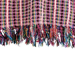 Mexican Tunic Pedal Loom Pink Multi Thread L Oaxaca Woven Fringe Tassel Ethnic