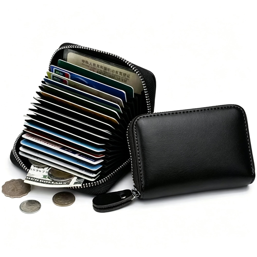 Men Women Card Wallet Credit Card Holder RFID Blocking Zipper Pocket