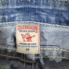 True Religion Jeans Women 28 (Fits 32×31) Blue Rainbow Becky Bootcut Distressed