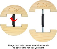 Hat Stretcher Wooden Adjustable Buckle One Size Fits All from 6-1/2 to 9-1/2, He