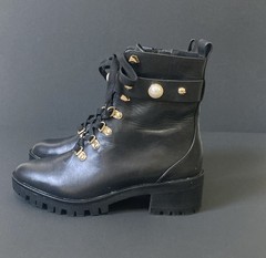 Karl Langerfeld Paris Combat Boot Black Pearl studded Lug Sole Size 7.5