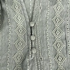 FRYE Women’s Sz M Sea Green Ruffled Long-Sleeve Textured Embroidered Button Top