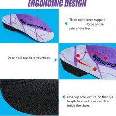 3/4 Length High Arch Support Insoles, Orthotic Inserts for Plantar Fasciitis Fla