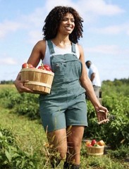 Duluth Trading Co Heirloom Gardening Overalls Womens XL Green Ripstop Shorts