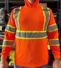 Hoodie Orange High Visibility Safety Shirt With Reflective Stripes