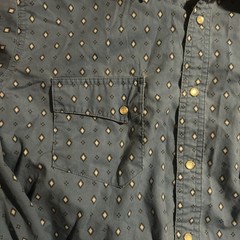 VTG Blue Wrangler Classic Western Cut Man Dress Shirt Men’s L Long Sleeve Snaps