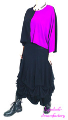 MYO Lagenlook Dream Clouds Tie Balloon Skirt MESH & Jersey Black 42 44 46 48