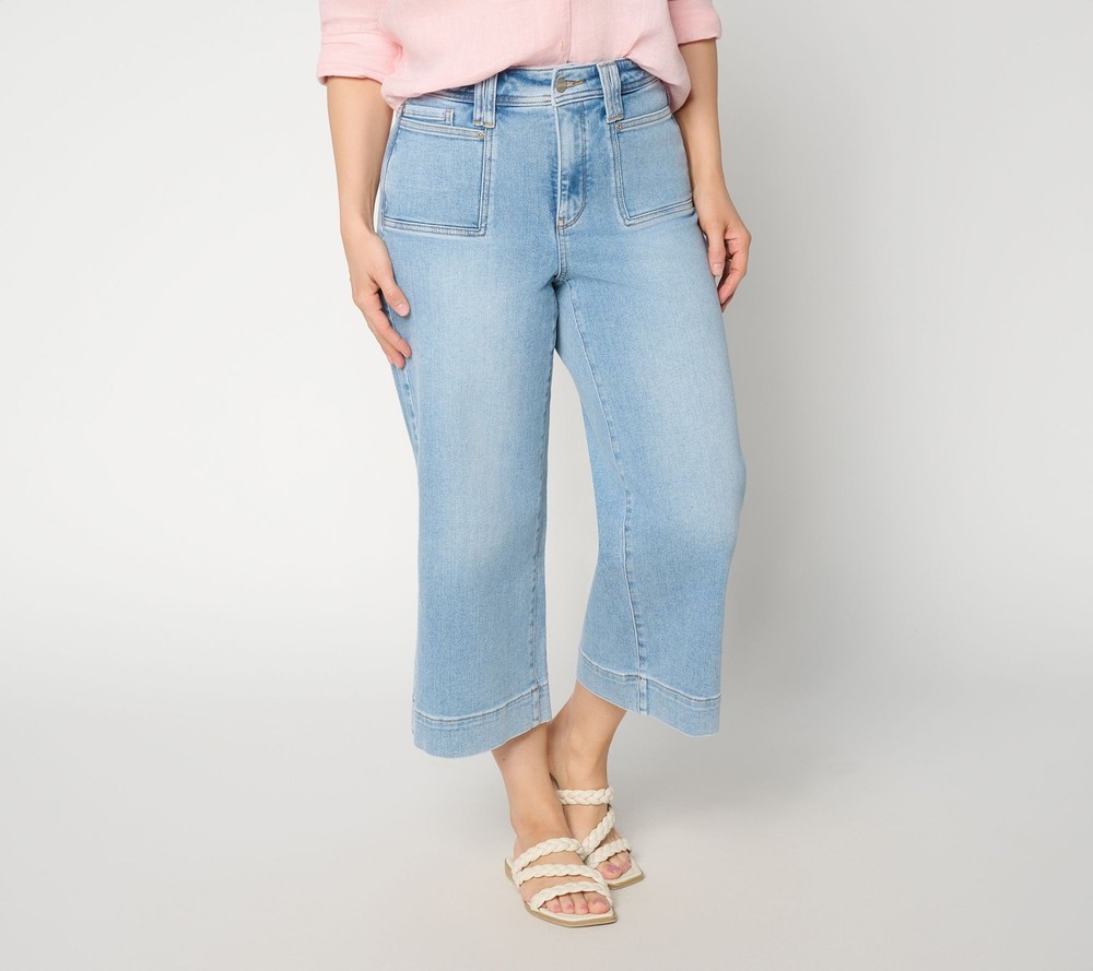 NYDJ Brigitte Regular Wide Leg Capri Jean with Patch Pocket Mist Springs 10 New
