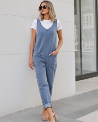 HISEA Women Loose Fit Denim Jumpsuit Harem Pants Casual Romper Baggy Overalls