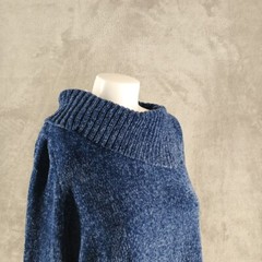 NWT $49 Karen Scott Chunky Textured Sweater PLUS SIZE 0X Cowl Neck Blue