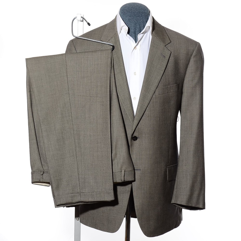44R Joseph Abboud USA Gray Nailhead Wool 2-Piece Suit 38×31.5 Trousers Jacket XL
