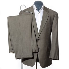 44R Joseph Abboud USA Gray Nailhead Wool 2-Piece Suit 38×31.5 Trousers Jacket XL