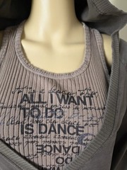 Deha Brown Tan Layered Ribbed Dance Hoodie Size M/S Made In Italy
