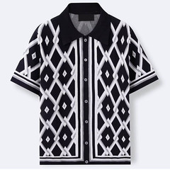 Button Down Shirt Summer Fashion Men’s Casual Short Sleeve Casual Silk Shirt