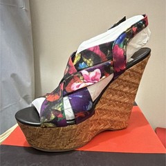 G by GUESS Women’s Floral Strappy Open Toe Wedge Slingback Sandals Buckle