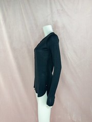 NWT Paskho Women’s Black Silk Wool Long Sleeve Crewneck Shirt Small
