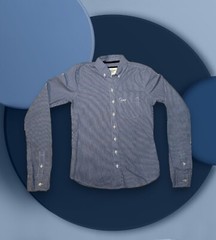 ABERCROMBIE Youth Boys XS Button Long Sleeve PREPPY Dress Shirt Blue Gingham