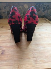ALDO Red Leopard Print Calf Hair Pointed Toe Pumps Statement Shoe Maximalist 6