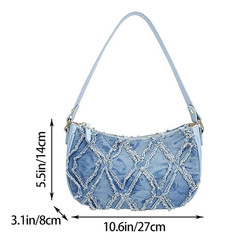 WTYPOPK Blue Jean Purse, Quilted Denim Purses 10.6 x 3.1 x 5.5 inches,