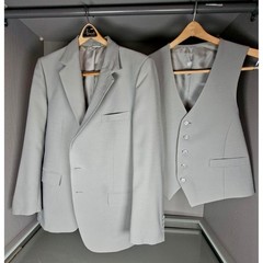 Vintage 70s Gray 3 Piece Suit Mens 44R 36×31.5 Vest Pants Disco