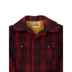 Vintage Woolrich Mackinaw Coat Mens 42 (Large) Red Buffalo Plaid Hunting Hipster