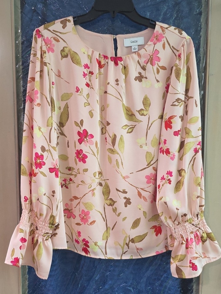 CeCe Pink Floral Peasant Blouse – NWOT